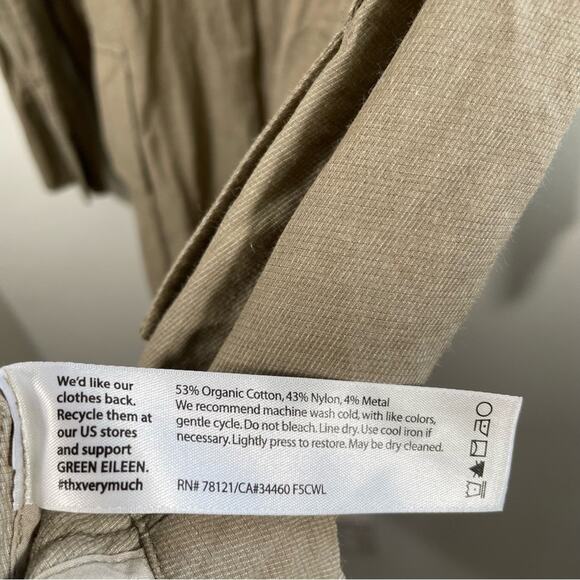 Eileen Fisher Anorak Hooded Jacket Organic Cotton Blend Khaki 1X Lightweight - Picture 13 of 14